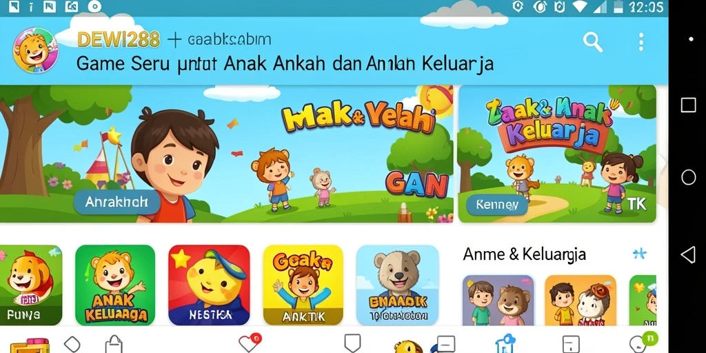 Tampilan antarmuka DEWI288 yang ceria dan interaktif.