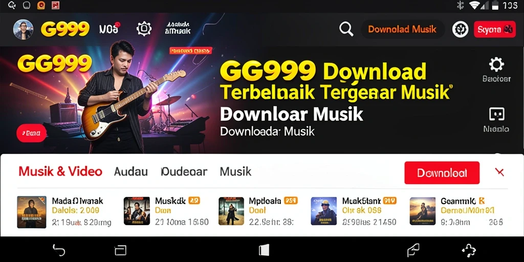 Tampilan antarmuka GG999 yang intuitif dan mudah digunakan untuk Download Musik.