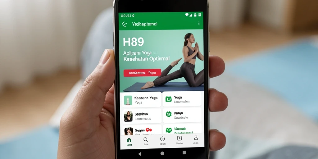 Tampilan antarmuka H89 yang menampilkan sesi yoga interaktif.