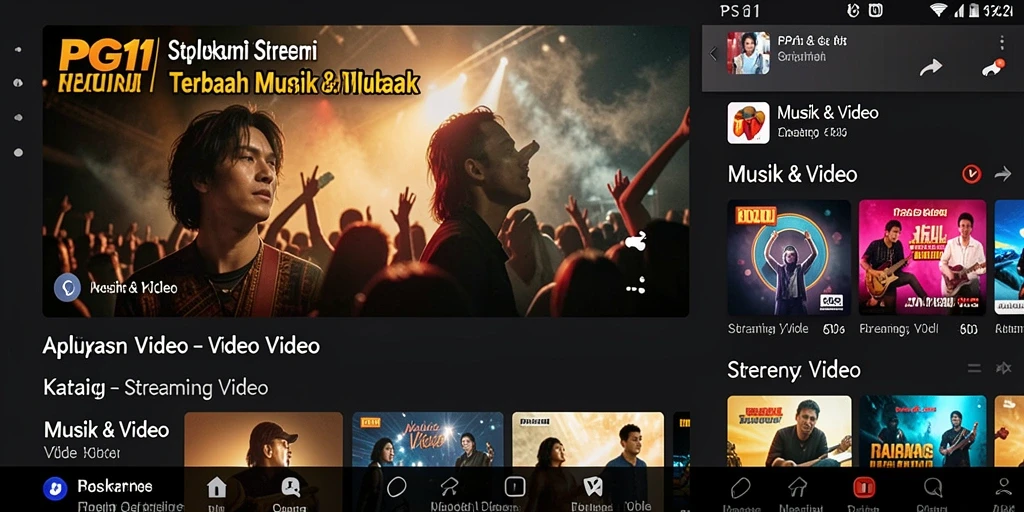 Screenshot aplikasi PG11 menampilkan antarmuka yang bersih dan fungsional untuk Streaming Video.