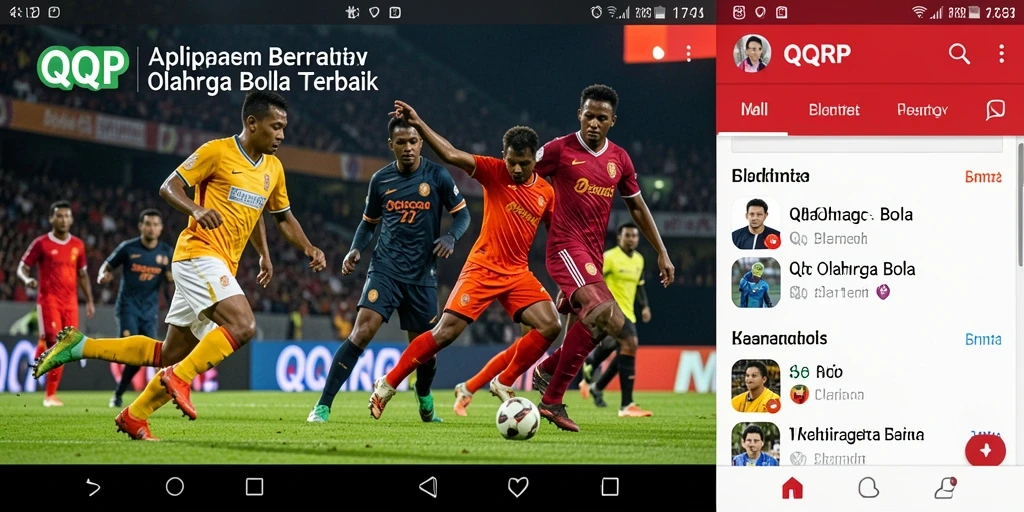 Antarmuka aplikasi QQRP dengan berita Olahraga Bola yang informatif.